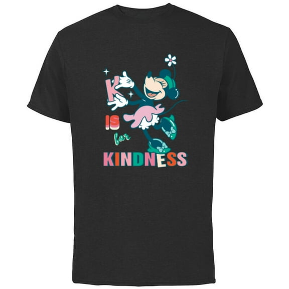 Disney Minnie Mouse K is for Kindness - Short Sleeve Cotton T-Shirt for Adults - Customized-Black