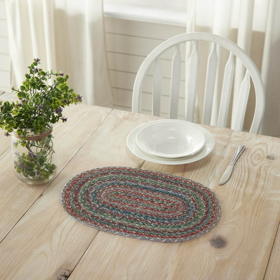 VHC Brands Multi Jute Oval Placemat 10x15