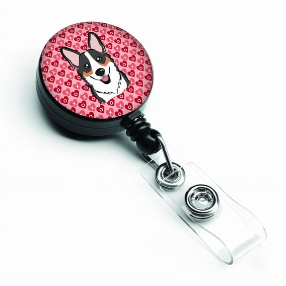 Caroline's Treasures BB5325BR Tricolor Corgi Hearts Retractable Badge Reel , Belt Clip, multicolor