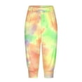 thumbnail image 5 of Summer Plus Size Tie Dye Printed Capri Pants for Women, Women's Linen Elastic Waist Cropped Pants High Waisted Drawstring Pocket Ankle Capris Trousers, 5 of 5