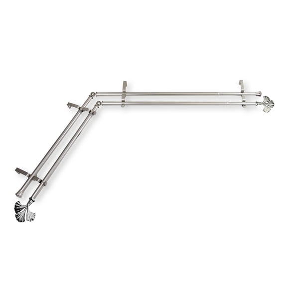 Domovina Charm 13/16" Corner Window Double Curtain Rod-Color:Satin Nickel,Size:66"-120"