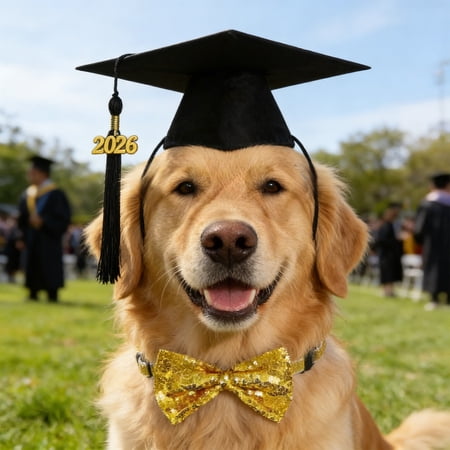 Pet Graduation Costume Set Cap Bow Tie Bandana Adjustable Cute Photo Props Lightweight Party Outfit Celebration Dress Up Kit For Dogs Cats Graduation Season Events Party And Photography