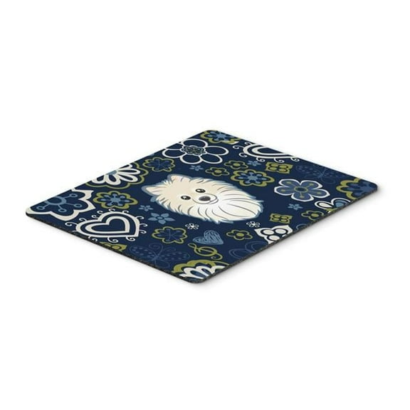 Blue Flowers Pomeranian Mouse Pad, Hot Pad or Trivet