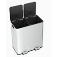 thumbnail image 1 of 1 Stainless Steel + Plastic Double Barrel Thin Cover Rectangular Pedal Trash Can 2*30L, 1 of 9