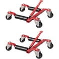 thumbnail image 1 of Car Wheel Dolly with Tire Jack 1500 lbs Capacity Portable Trailer Dolly with Pedal Jack 12in Wheel Support Vehicle Positioning Dolly for Auto Repair and Moving Set of 2 Red, 1 of 8