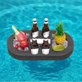 thumbnail image 1 of Oval Four HolesLarge Floating Drink Holder Black Floating Refreshment Table Tray Compartment Portable Floating Pool Tray for Swimming Pool Accessories Hot Tub Beach and Party Decor, 1 of 6