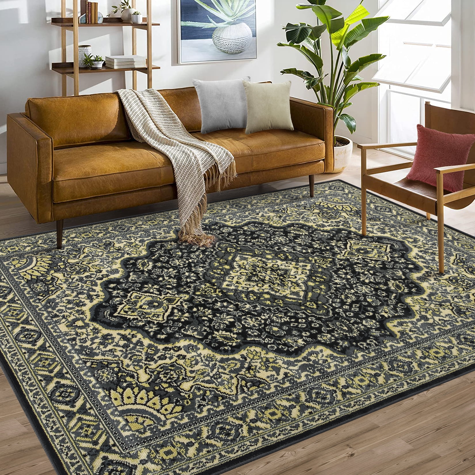 YINLUMY Vintage Oriental Area Rug, 2x3 Washable Small Entryway Rug Non Slip  Stain Resistant Low Pile Non Shedding Front Door Mat Indoor Floor Accent