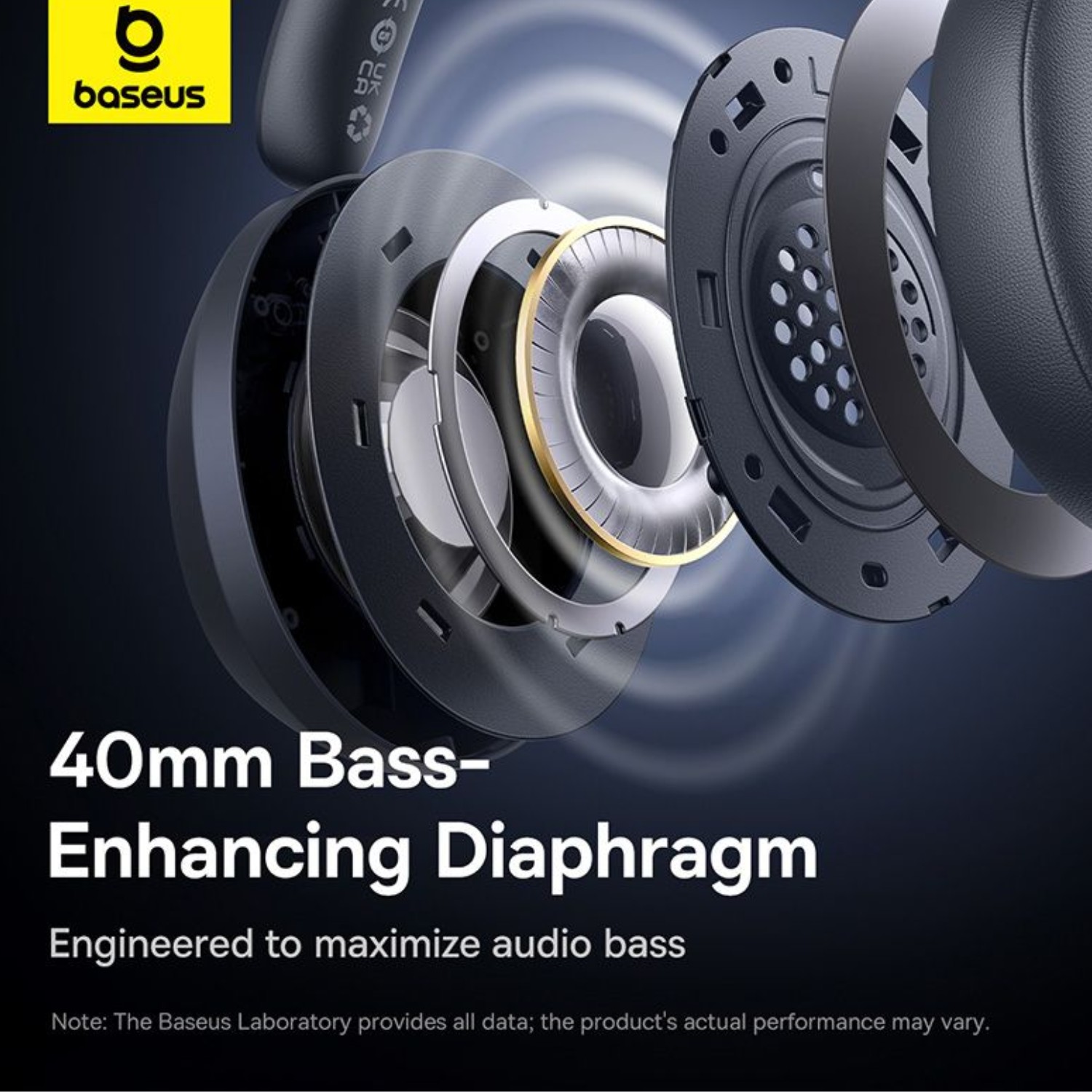 Baseus Bass 35 Max Over-Ear Wireless Headphones with Bluetooth 5.3, 50H Playtime, Deep Bass, Foldable & ENC Mic for Clear Calls, Gray
