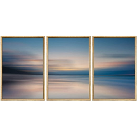 wall26 Framed Canvas Print Wall Art Set Abstract Blurry Lake Landscape at Dawn Nature Wilderness Photography Modern Art Rustic Colorful Vibrant for Living Room, Bedroom, Office - 16"x24"x3