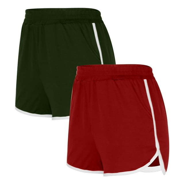 Timegard Shorts pour Femmes 2 Pcs Shorts d'Été Décontractés de Plage Shorts d'Entraînement Taille Élastique Shorts Confortables avec Poches