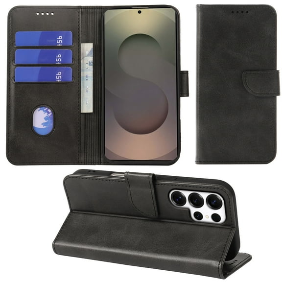 VIESUP for Samsung Galaxy S25 Ultra 5G 2025 Black Wallet Case with Credit Card Holder,PU Leather Magnetic Protective Phone Case