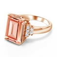 thumbnail image 3 of Gem Stone King 18K Rose Gold Plated Silver Peach Nano Morganite Ring for Women (6.60 Cttw, Gemstone October Birthstone, Emerald Cut 14X10MM, Available in Size 5, 6, 7, 8, 9), 3 of 5