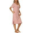 thumbnail image 4 of INSPIRE CHIC Women's Casual Short Sleeve T-shirt Dress Nightshirt Nightgown Basic Sleepwear Midi Shirtdress L Pink, 4 of 6