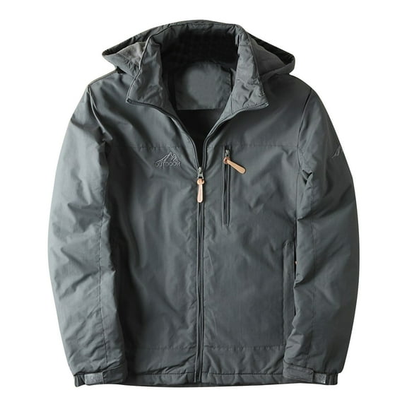 AnuYalue Men's Big and Tall Coats Fleece Lined Warm Winter Jacket with Removable Hood Full Zipper Thick Thermal Thick Coat Windproof Long Sleeve Outwear
