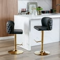 thumbnail image 6 of Round Kitchen High Bar Chairs with Golden Base PU Upholstered Bar Stool Chair Height Adjustable from 25-33 Inch Counter Chair with Back Swivel Barstool with Footrest for Kitchen (Set of 4), 6 of 9