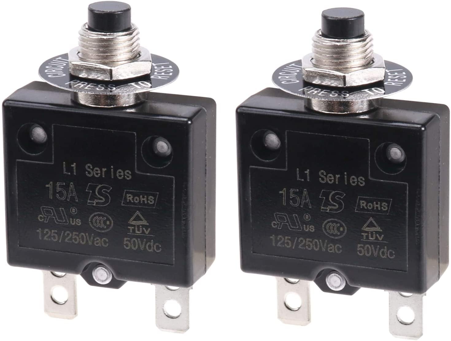 uxcell Thermal Circuit Breakers 20A 125/250V AC 32V DC Push Button Reset Overload Protector Switch with Waterproof Cap 2 Pcs 