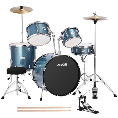 VEVOR Drum Set, 5-Piece 22 in Junior Drum Sets, Beginner Drums Set with Adjustable Throne, Cymbal, and Drumsticks, Musical Learning Drums Kit(Gravel Blue)