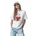 thumbnail image 2 of Women's T-Shirts, Lucky Cat Animal Kitten Cotton Crewneck Tee Short Sleeve Casual Tops Loose Graphic T-Shirt White, M, 2 of 7