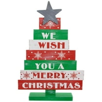Northlight We Wish You A Merry Christmas Wooden Tree Sign - 16.5"
