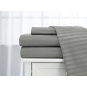 Deluxe Home 100% Cotton 400 Thread Count Dobby Stripe Sheet Set ( Full, Silver)