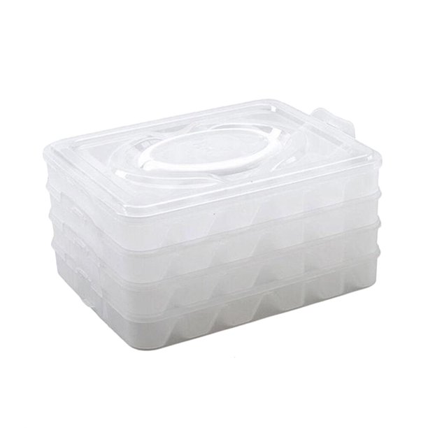 Refrigerador Caja de almacenamiento de la bola de masa hervida de mantenimiento fresco Cuatro capas Organizador de soporte de contenedor de bola de masa apilable portátil (transparente)