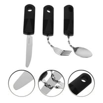 FRCOLOR  3 Pcs Adaptive Utensils for Elderly Anti-shaking Spoon Black