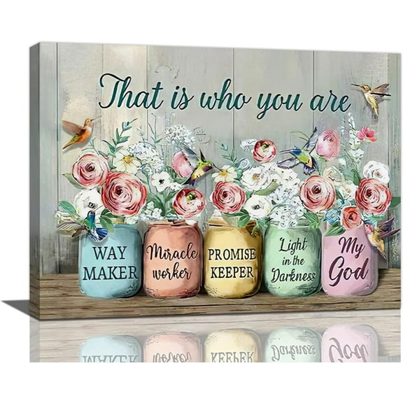 Christian Flower Wall Art Farmhouse Flower in Vase Pictures Wall Decor Scripture Bible Verses Canvas Artwork Painting Painting Art, Dining Room Wall Decor Ideas, Art Deco Frameless 12x16inch