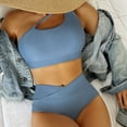 thumbnail image 4 of Women One Shoulder Wrap Bikini Set Push Up High Waisted Two Piece Swimsuits Tummy Control Swimwear, 4 of 8