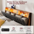 thumbnail image 5 of ARICOEASY California King Bed Frames with Fabric Upholstered LED Hidden Storage Headboard Dustproof Drawers No Box Spring Needed, Dark Grey, 5 of 7