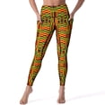 thumbnail image 3 of Vintage African Leggings Pockets Colourful Kente Printed Yoga Pants High Waist Fitness Yoga Legging Retro Stretchy Sport Pants, 3 of 6
