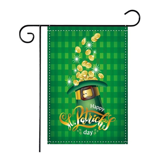 Bandera de jardín vertical para el Día de San Patricio, sombrero de duende para exteriores Estilo C