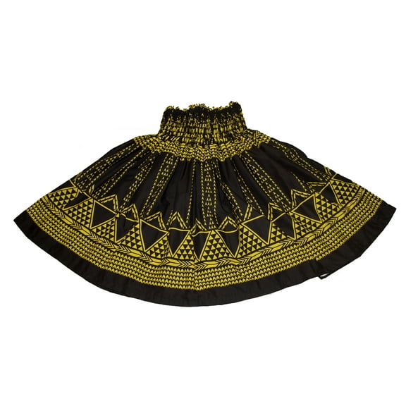 Hawaiian Pa'u Hula Dancer Dress Skirts, Yellow Tapa Print For Women