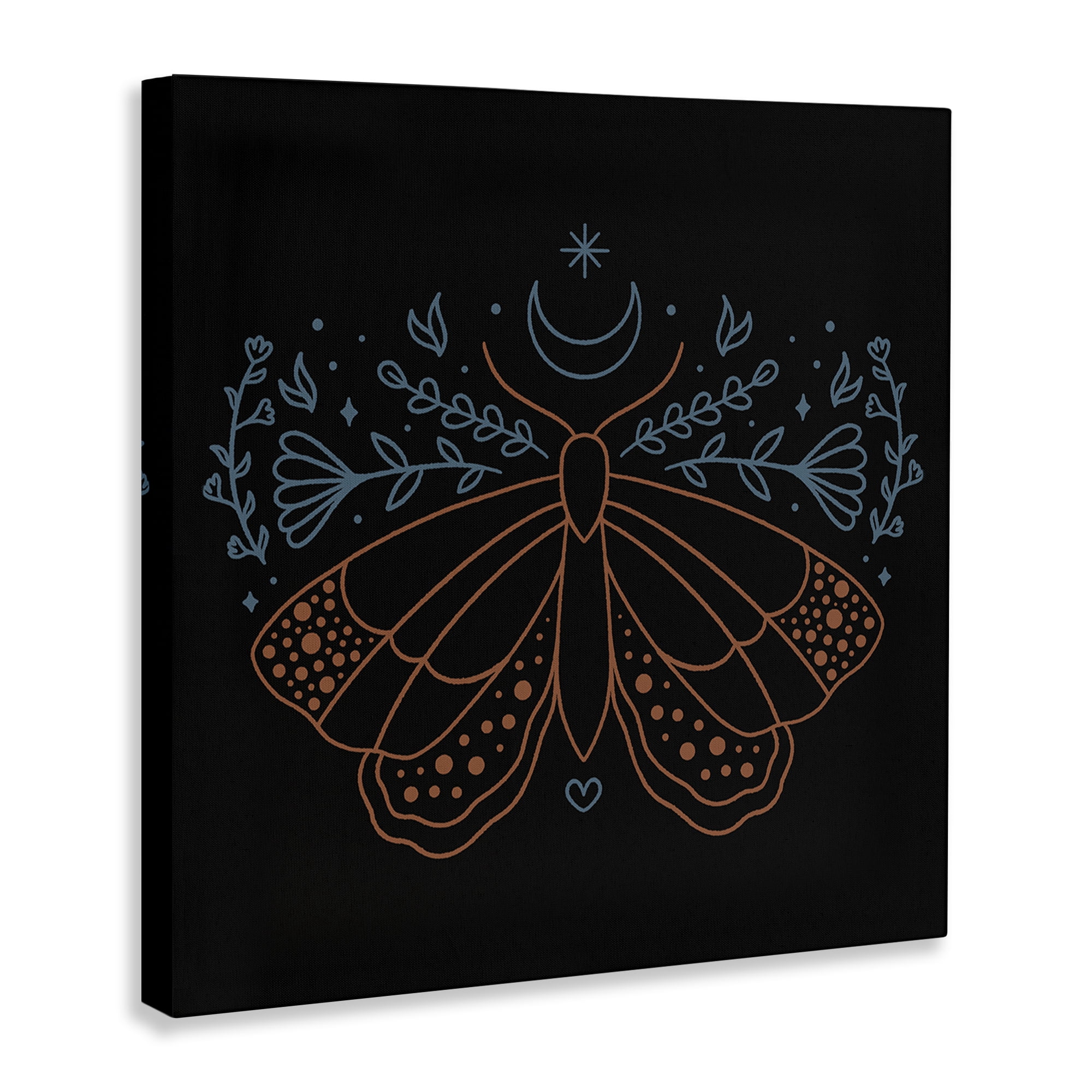 Stupell Industries Celestial Moth Florals Animals Painting Wrapped Canvas Art Print Wall Art, 24 x 24