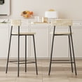 thumbnail image 2 of Counter Height Bar Stools Set of 2 Handwoven Paper Rope BarStools Boho Round Dining Pub Chairs for Kitchen Island (Black & Creamy White), 2 of 7