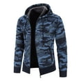 thumbnail image 4 of Fesfesfes Mens Sweater Winter Hoodie Jacket Zipper Long Sleeve Hooded Knitted Sweater Tops Outwear Coat Clearance, 4 of 7