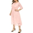 thumbnail image 2 of Eternatastic Womens Scooped Neckline Floral lace Top Plus Size Cocktail Party Midi Dress 3XL Pink, 2 of 5