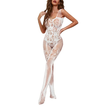 Sexy Nightwear For Women Fishnet Bodystocking Nylon Sexy Lingerie For Women Full Body Stocking Open Crotch Bodysuit Full Body Fishnet Stockings  Women s Intimates