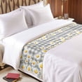 thumbnail image 3 of Spring Floral Bed Runner for Cal King Size Bed, Watercolor White Flowers Gray White Plaid Soft Bedding Scarf Bedding Protector Slipcover Sofa Throw for Bedroom Hotel Guesthouse, 3 of 8