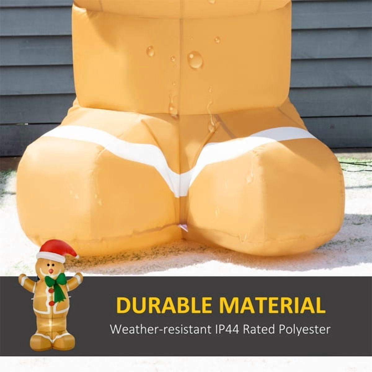 72"H Inflatable Christmas Gingerbread Man Decoration, Built-in LED Lights, 6 Ground Stakes/3 Tethers, Air Blower Included, Indoor/Outdoor Holiday Decor