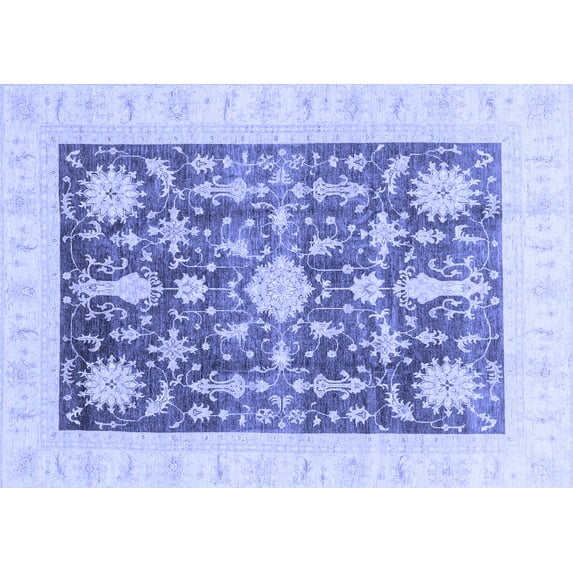 Ahgly Company Machine Washable Indoor Rectangle Oriental Blue Traditional Area Rugs, 2' x 5'