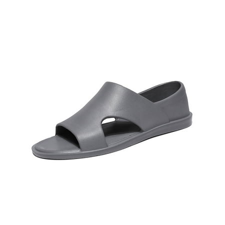 

UKAP Men Summer Sandals Open Toe Slides Shoe Waterproof Beach Sandal Anti-Slip Slip On Driving Shoes Mens Cutout Lightweight Gray 6.5-7