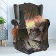 thumbnail image 4 of Fantasy Soft Flannel Fleece Blanket, Science Fiction Abandoned City with Robot Walking Futuristic Digital Graphic, Cozy Plush for Indoor and Outdoor Use, 70" x 90", Dark Taupe Salmon, by Ambesonne, 4 of 5