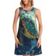 thumbnail image 1 of Easygdp Surfing Turtle para Vestido Transpirable de Mujer, Vestido Suelto de Manga Corta con Pliegues y Bolsillos para el Verano, 1 of 1