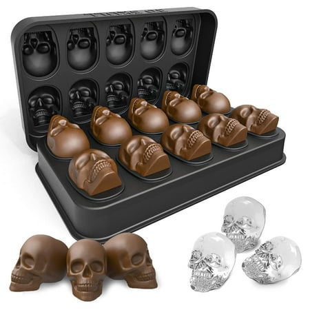 

Ice Cube Tray Silicone Ice Cube Mold with Lid Skull Shaped Mold for Refrigerating Whiskey Cocktails Drinks Chocolate Pudding