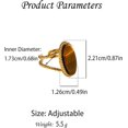 thumbnail image 6 of Geometric Oval Statement Ring for Women Gold-Toned Titanium Steel Retro Stone Adjustable Open Band Wrap Finger Rings Comfirm Fit Boho Vintage Wedding Engagement Jewelry, 6 of 12