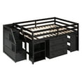 thumbnail image 5 of Harper & Bright Designs Full Size Loft Bed with Retractable Writing Desk and 3 Drawers, Wooden Loft Bed with Storage Stairs and Shelves, Espresso, 5 of 9