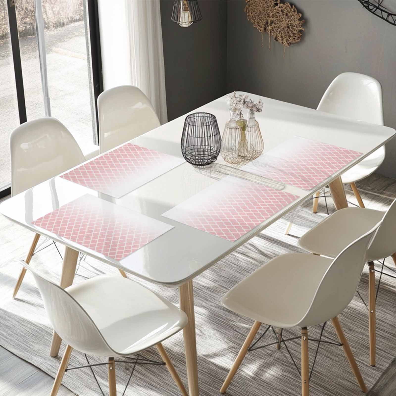 Placemats Set of 4, Pink Geometric Placemats Set of 4, Ombre Lines Rhombus Pattern Tablemats Washable Placemat Table Decoration for Kitchen Table Dinner Party Home Decor Indoor Outdoor 13x19 Inch