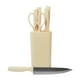 thumbnail image 1 of JUEGO DE 7 CUCHILLOS DE ACERO INOXIDABLE CON MANGO Y BLOQUE CREMA 39792, 1 of 4