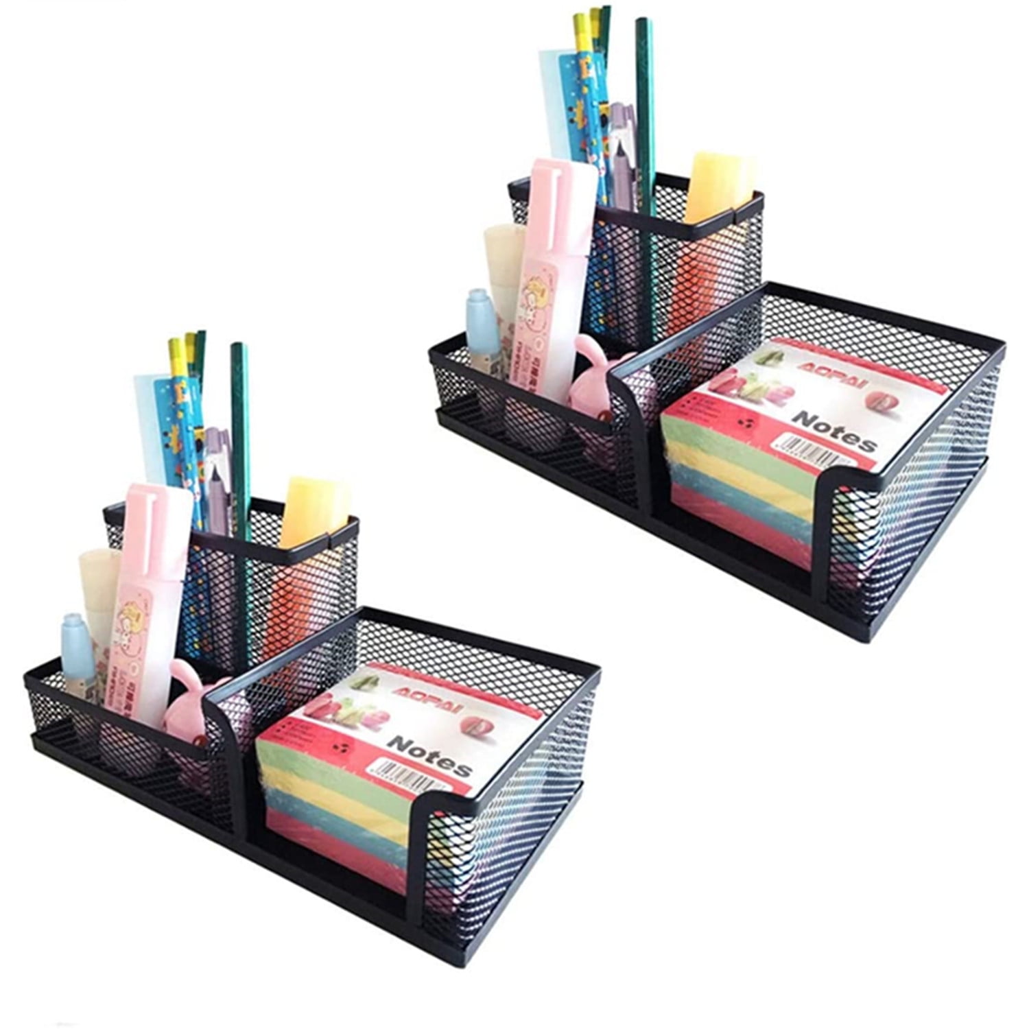 2 Pack Black Pen Holder Mesh Desk Organizer Office Supplies Caddy with