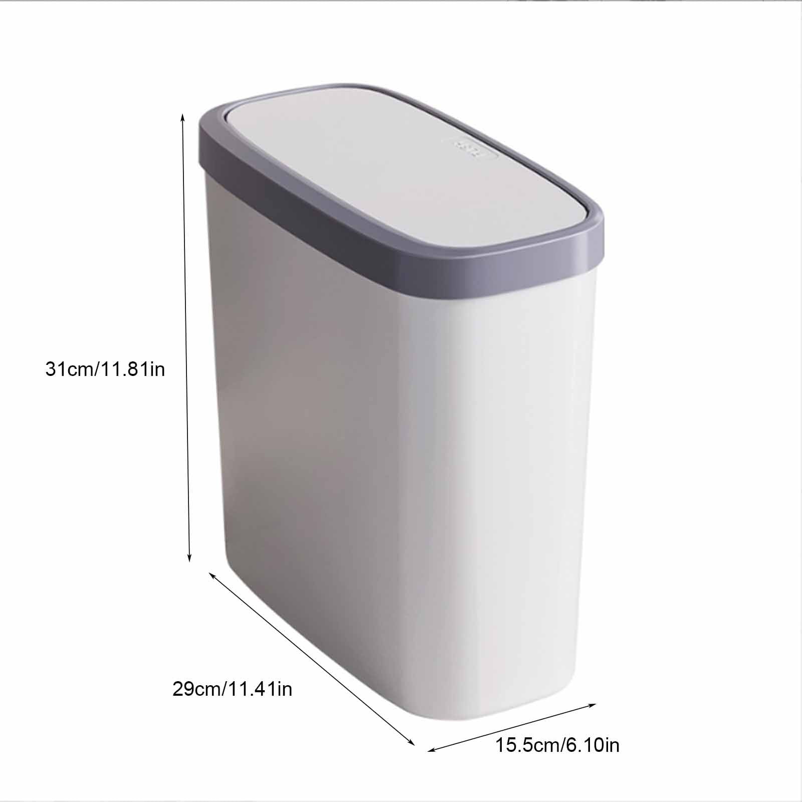 Bathroom Small Trash Can With Lid 10 Liter,2.7 Gallon Slim Garbage Bin Wastebasket Press Top,For Bedroom RV Office Kitchen Craft Room Use,Compact Household Container Easy Press Button Design.